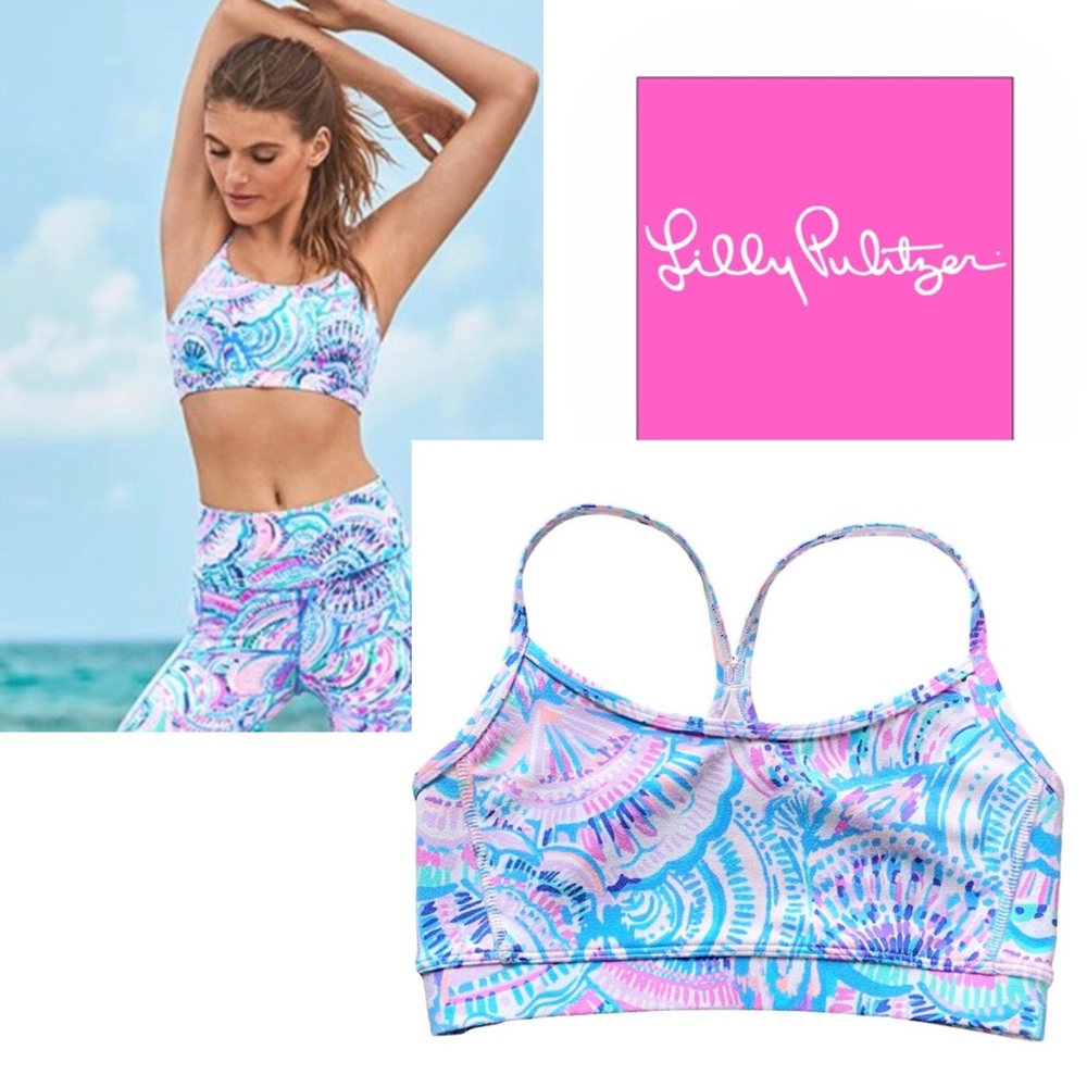Lilly Pulitzer Printed Sports Bra in Pastel Blue & Pink